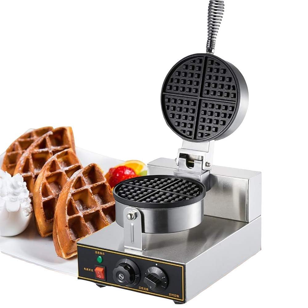 THW® Non-Stick Commercial Round Waffle Maker Stainless Steel 110V Temperature & Time Control Suitable for Restaurants, Bakeries, Cafes, Coffee Shops, Bars,-image-20