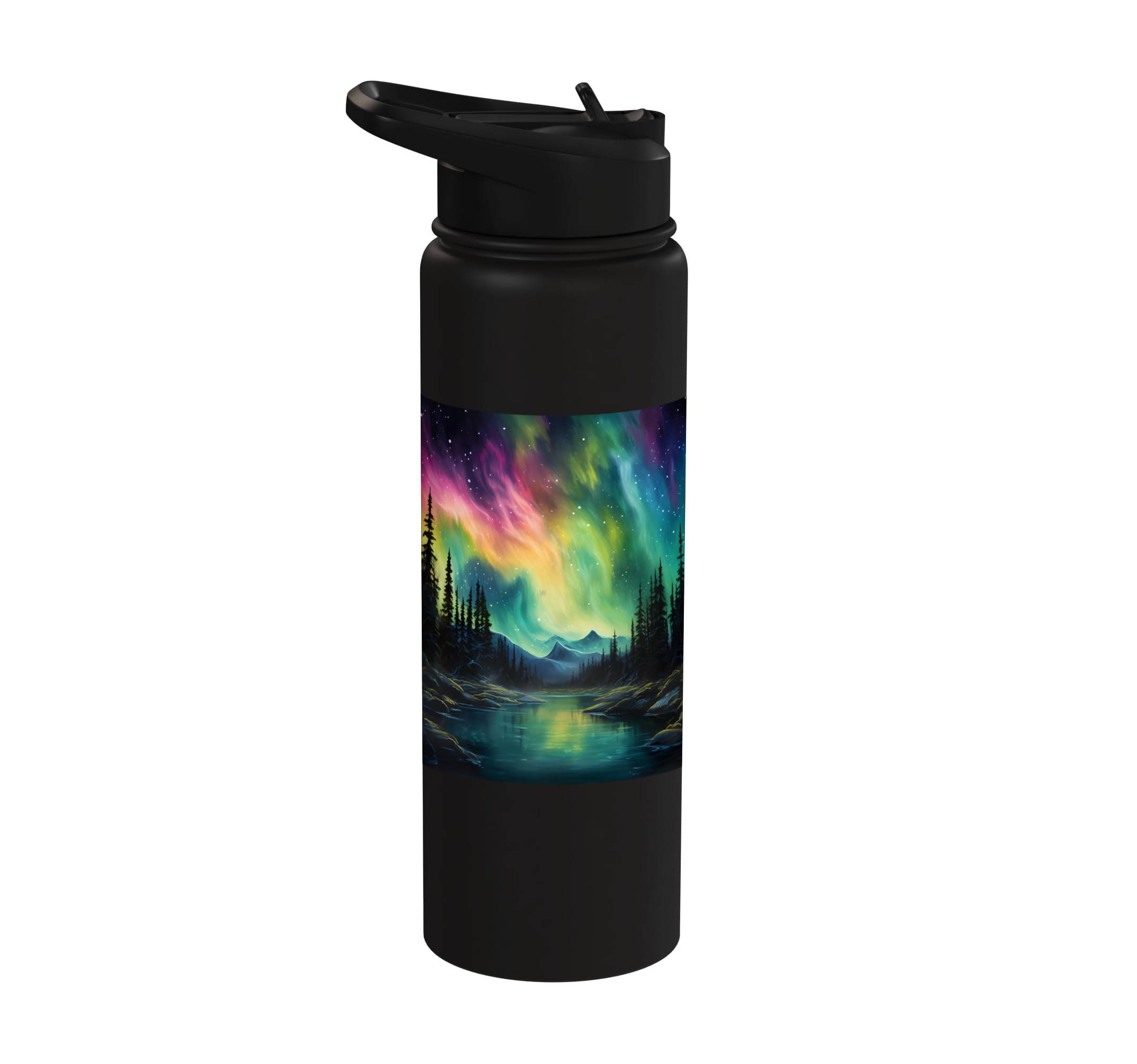 Northern Lights Aurora Borealis | Forest Stars Stainless Steel Insulated Water Bottle