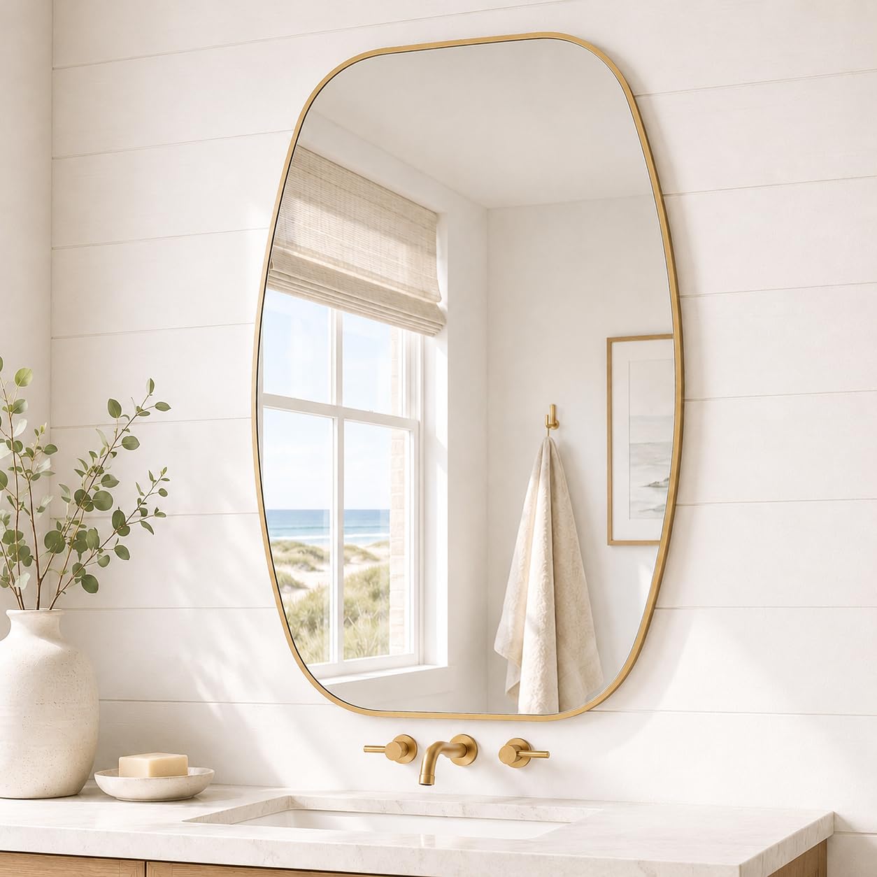 Pocetry Gold Capsule Bathroom Mirror, 24x36 Inch