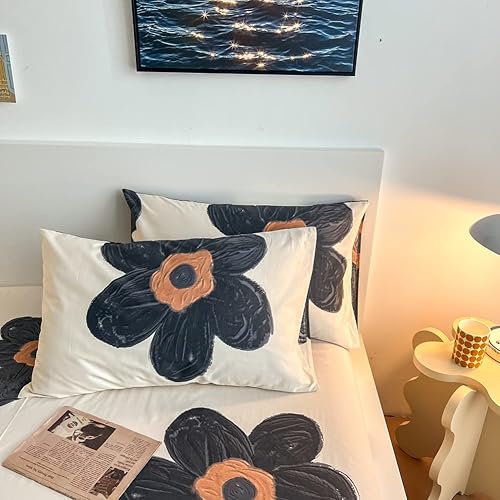 Miniatura 6 de BlueBlue Juego de funda de edredón para niños y niñas, adolescentes, cerezas, rosa, azul, flores blancas grandes, 1 funda de edredón y 2 fundas de