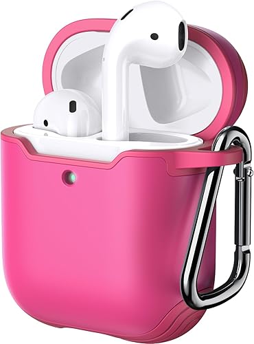 Vista 7 de JETech Funda para AirPods (1ª y 2ª generación), PC y TPU, funda protectora con llavero (negro)