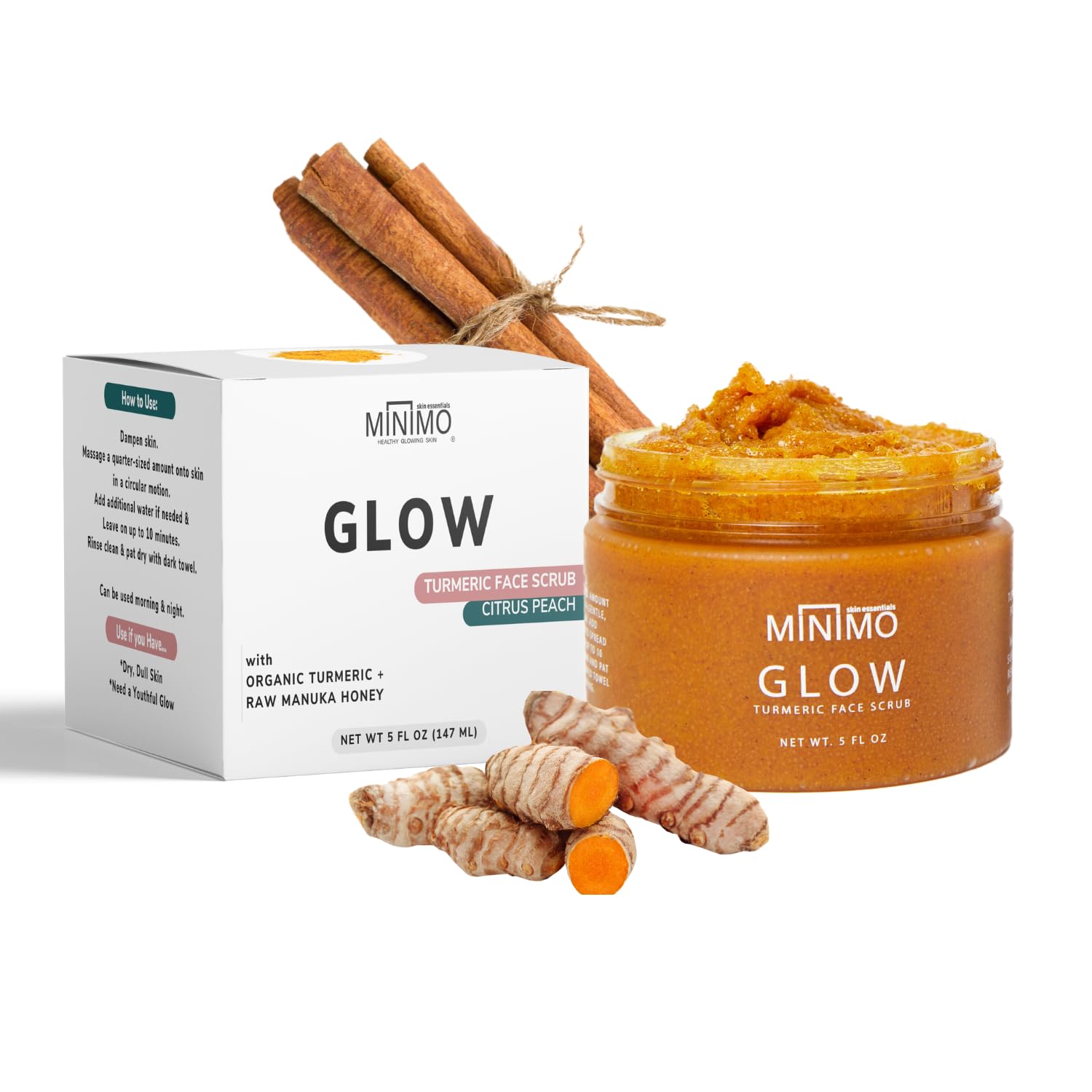 Minimo Bath & BodyGlow Citrus Peach Turmeric Skin Brightening Face Scrub for Radiant Glowing Skin
