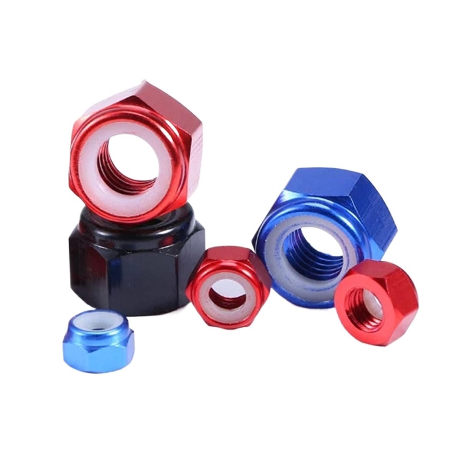 Tuercas De Bloqueo Tuerca autoblocante hexagonal colorida, M2-M8 antisuelto de aleación aluminio for Hardware modelo RC(Rose,M8 (50pcs))