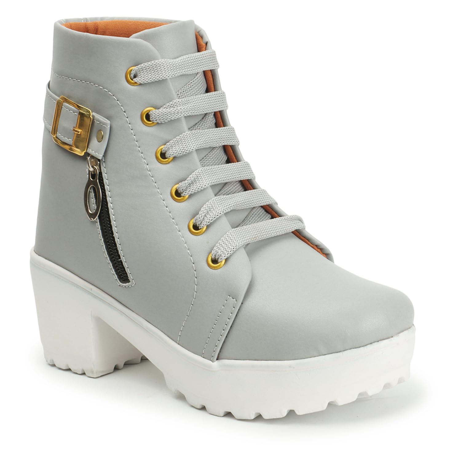 EVOLTAR Womens Embellished Block Heel Boots | Luxury Synthetic Leather Booties with Zip and Buckle Detailing (B0BYVNQ7S2) Amazon Price History, Amazon Price Tracker
