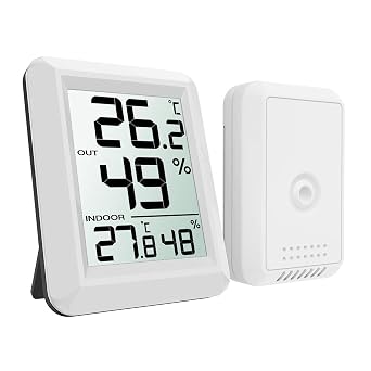 Digital Indoor Outdoor Thermometer Hygrometer Wireless Weather Station, Temperature Humidity Monitor with 328ft Range Remote Sensor, C/F Switch for Home, School, Office, Bedroom, Baby Room Type A