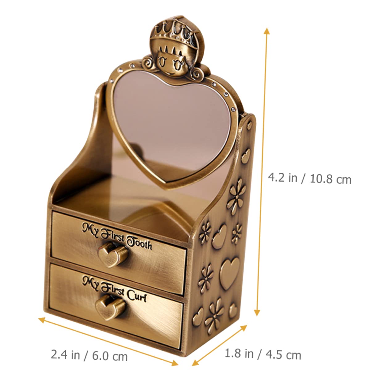 Scatolina Dentini da Latte in Metallo Oro, Box Creativo | Cassetto per Conservare Primo Dentino e Ciocca, Regalo Nascita Neonata, Struttura Rigida Non Si Deforma