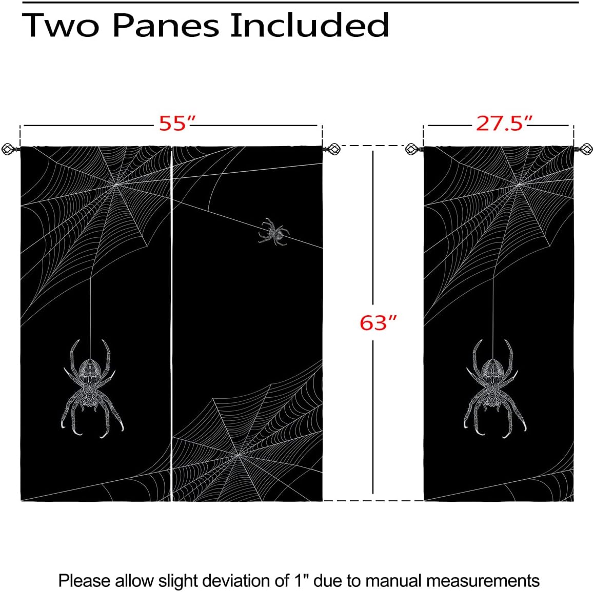 Scary Spider Web Blackout Curtains for Girls Boy Home Decor, Halloween Trick Or Treat Spooky Grommet Thermal Insulated Drapes Darkening Window Curtain for Bedroom Living Room, 55 x 63 Inch