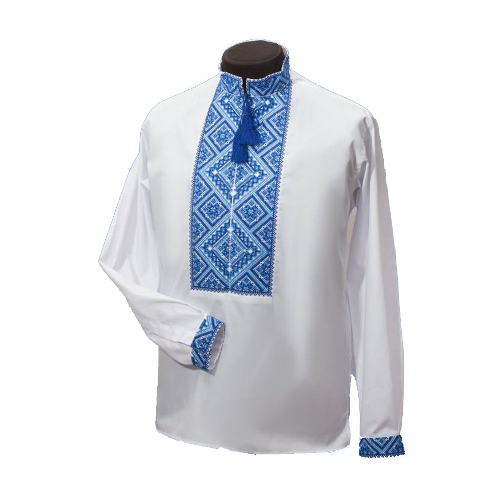 Ukrainianfashion Men's White Ukrainian Embroidered Traditional Ethnic Folk Shirts For New, Cotton.