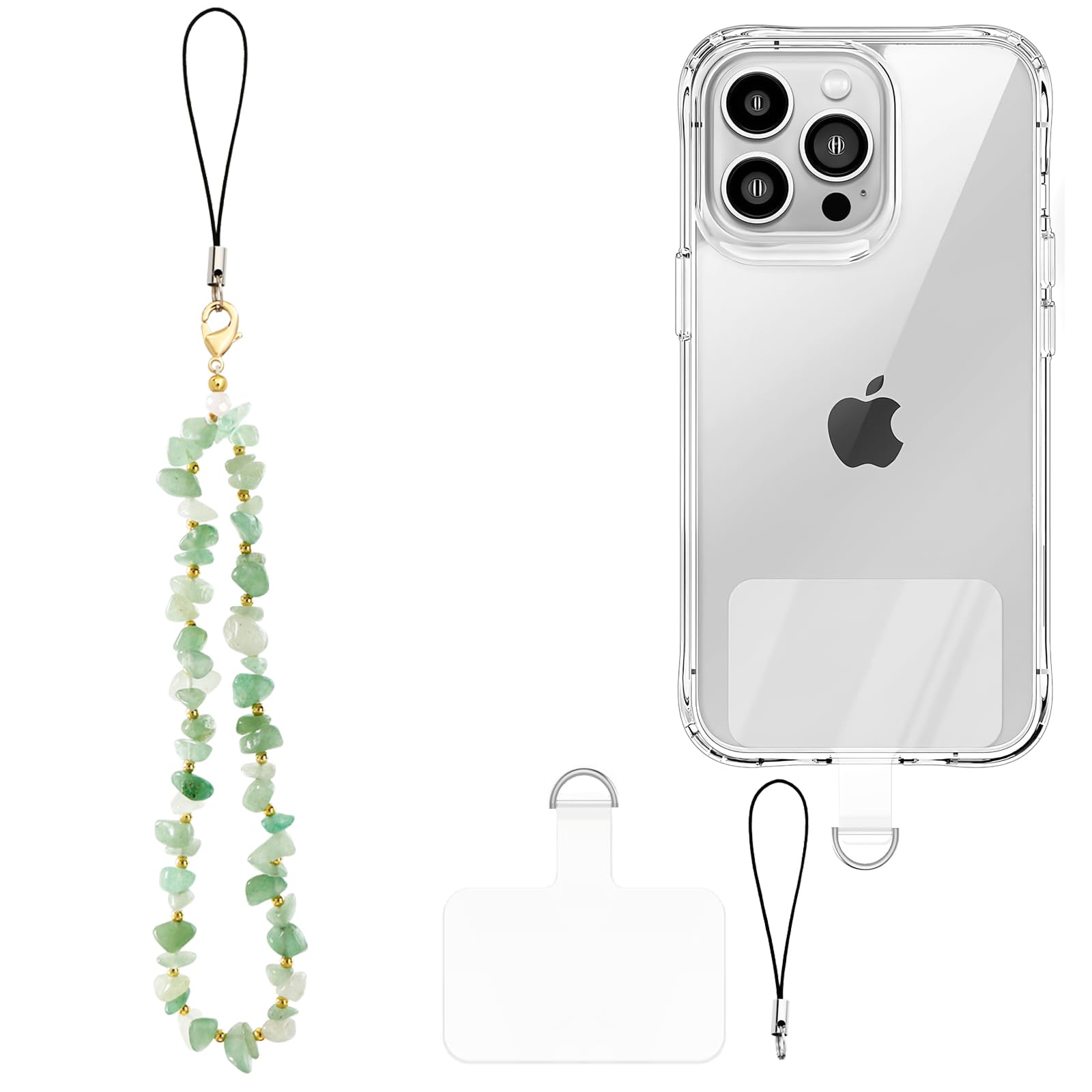 Beaded Phone Charms Strap Natural Gemstone Phone Strap Charm Handmade Cell Phone Lanyard Wrist Strap Natural Dongling Stone Cell Phone Chain with Tether Tab(Dongling Stone)