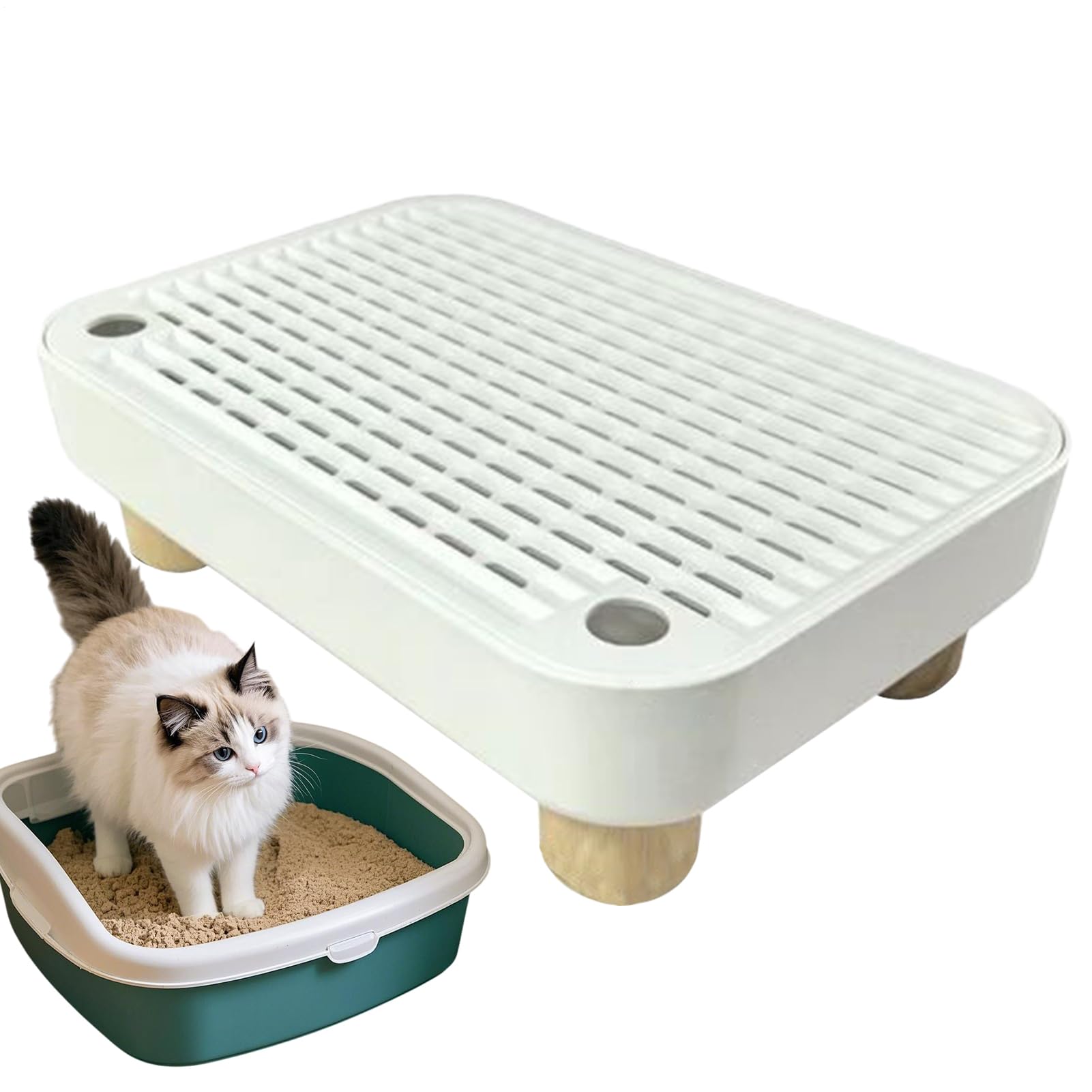 Zyntora Litter Box Ramp | Senior Cat Poop Step with Filter Function,Non-Slip Kitten Poop Box Mat,for Indoor Outdoor Home Living Room Veterinary Dormitory Multi-Pet