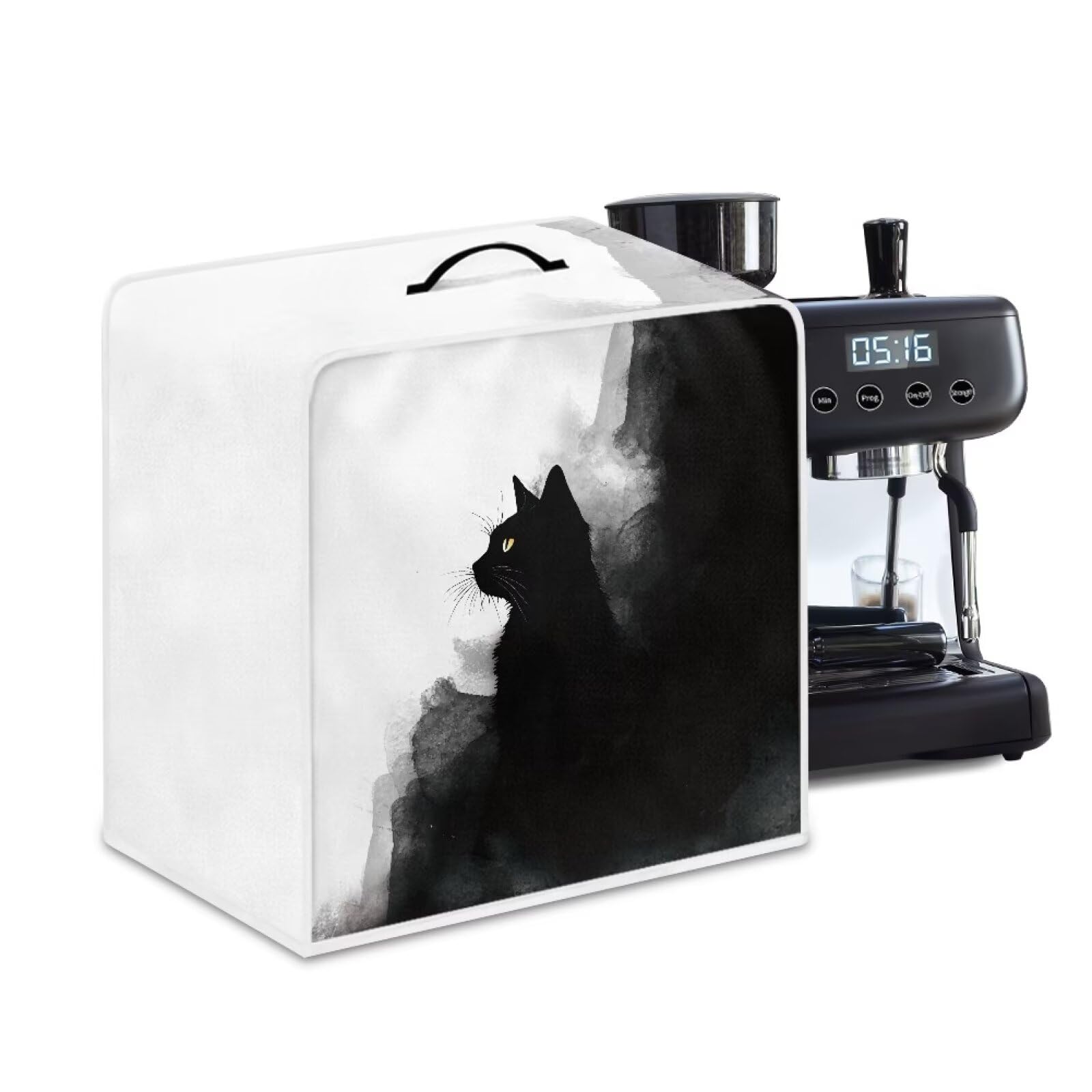 Coffee Maker Cover – Dust Protection Stain Resistant Washable Appliance Cover Kitchen Decoration Gifts For Coffee Lovers Ink-wash Cat Print
