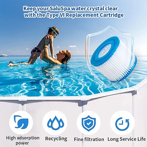 Miniatura 3 de Filtro para bañera de hidromasaje, 6 piezas, cartucho de filtro tipo VI compatible con filtros de bañera de hidromasaje Coleman 90352E