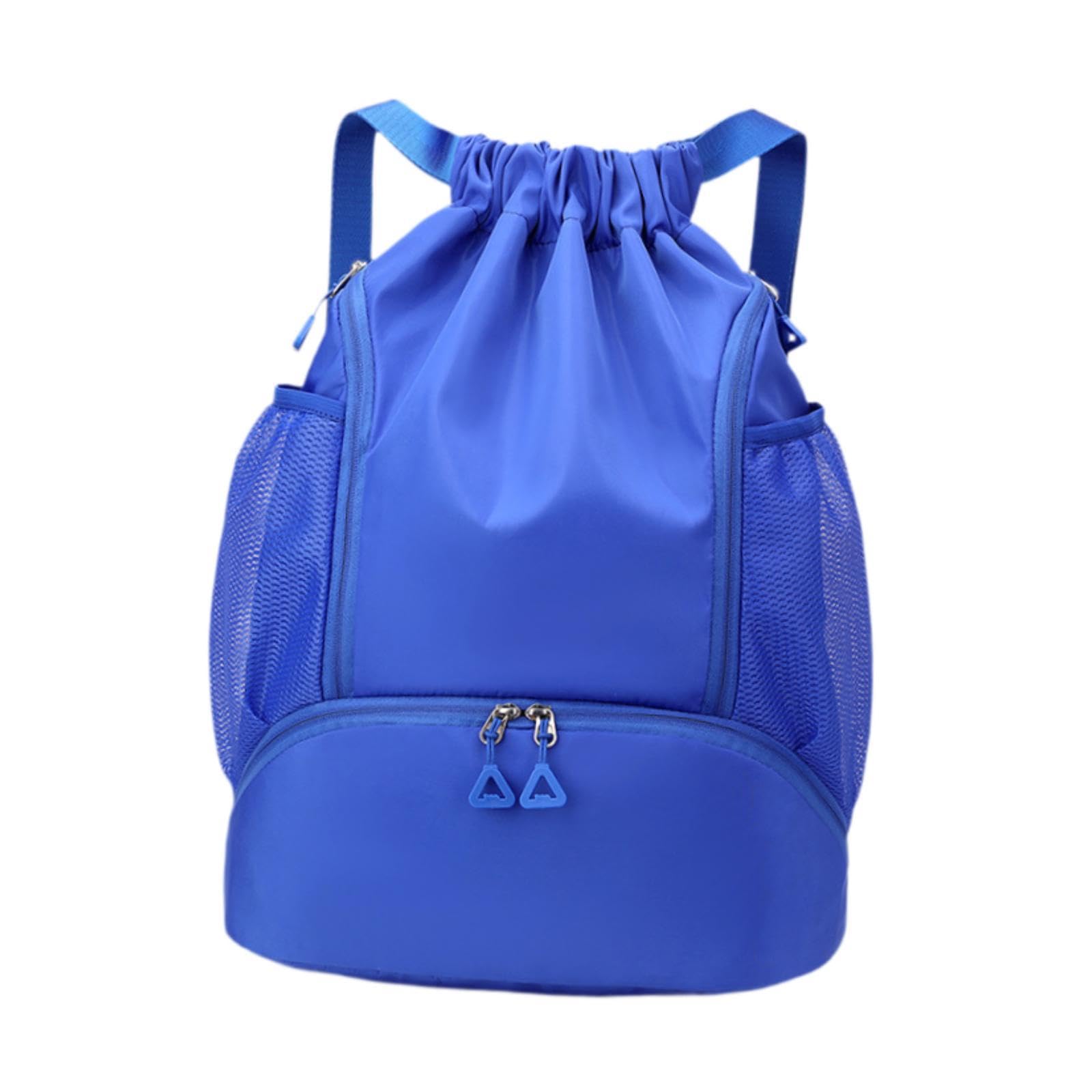 Drawstring Backpack Basketball Lightweight Waterproof with Shoes Compartment Blue-picture-55