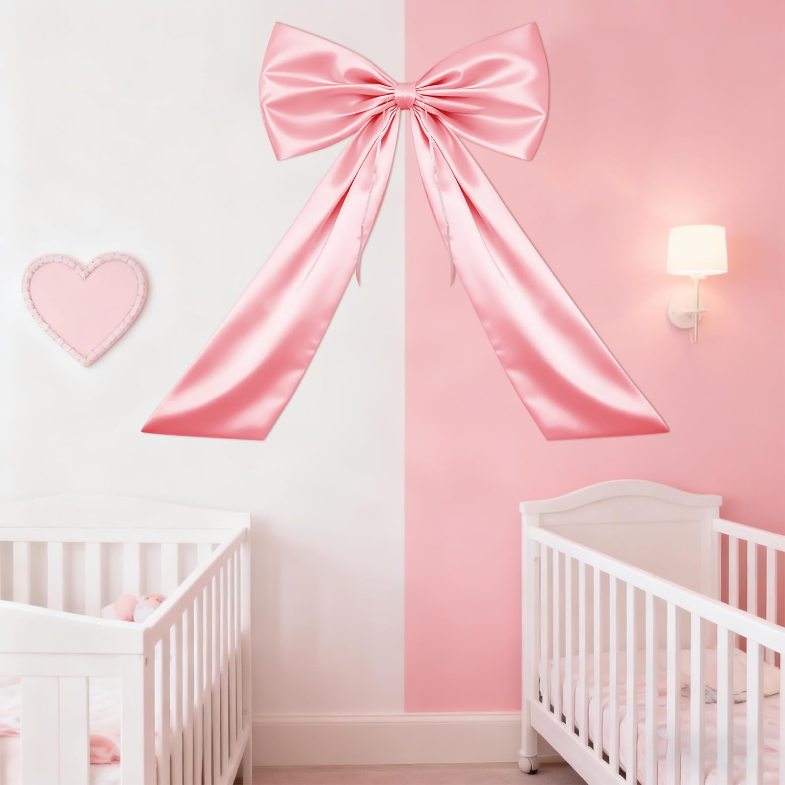 Lazo Grande Regalo 58×100 Cm con Puntos Adhesivos, Lazo Gigante Rosa para Decoración, Regalos, Fiestas y Paredes, Lazo Regalo Grande Formato para Bodas, Navidad y Eventos