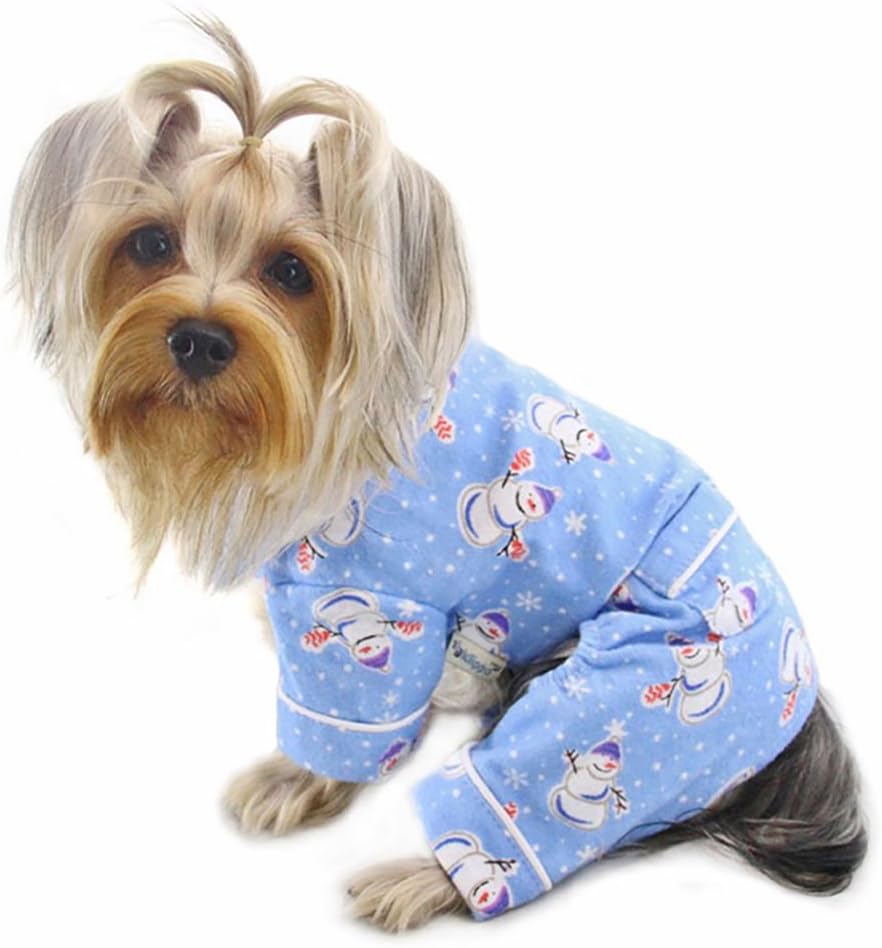 Klippo Pet KBD061LZ Snowman & Snowflake Flannel Pajamas With 2 Pockets - Large