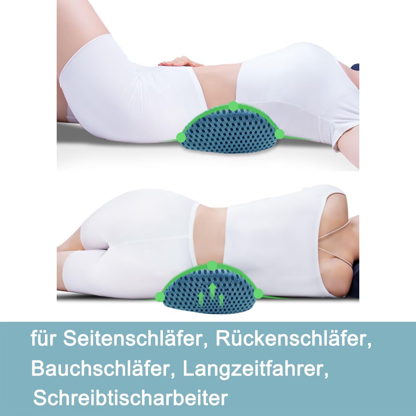 Lendenwirbelkissen, Ergonomisches Rückenkissen, Memory Foam Lendenkissen Auto, Komfort Rückenstützkissen zur Druckentlastung, Rückenpolster für Bett/Stuhl/Autositz/Bürostuhl (Grau)