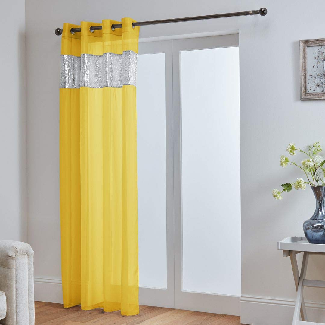John Aird Sparkle Sequin Eyelet Voile Panel (Yellow, 58" Wide x 72" Drop)