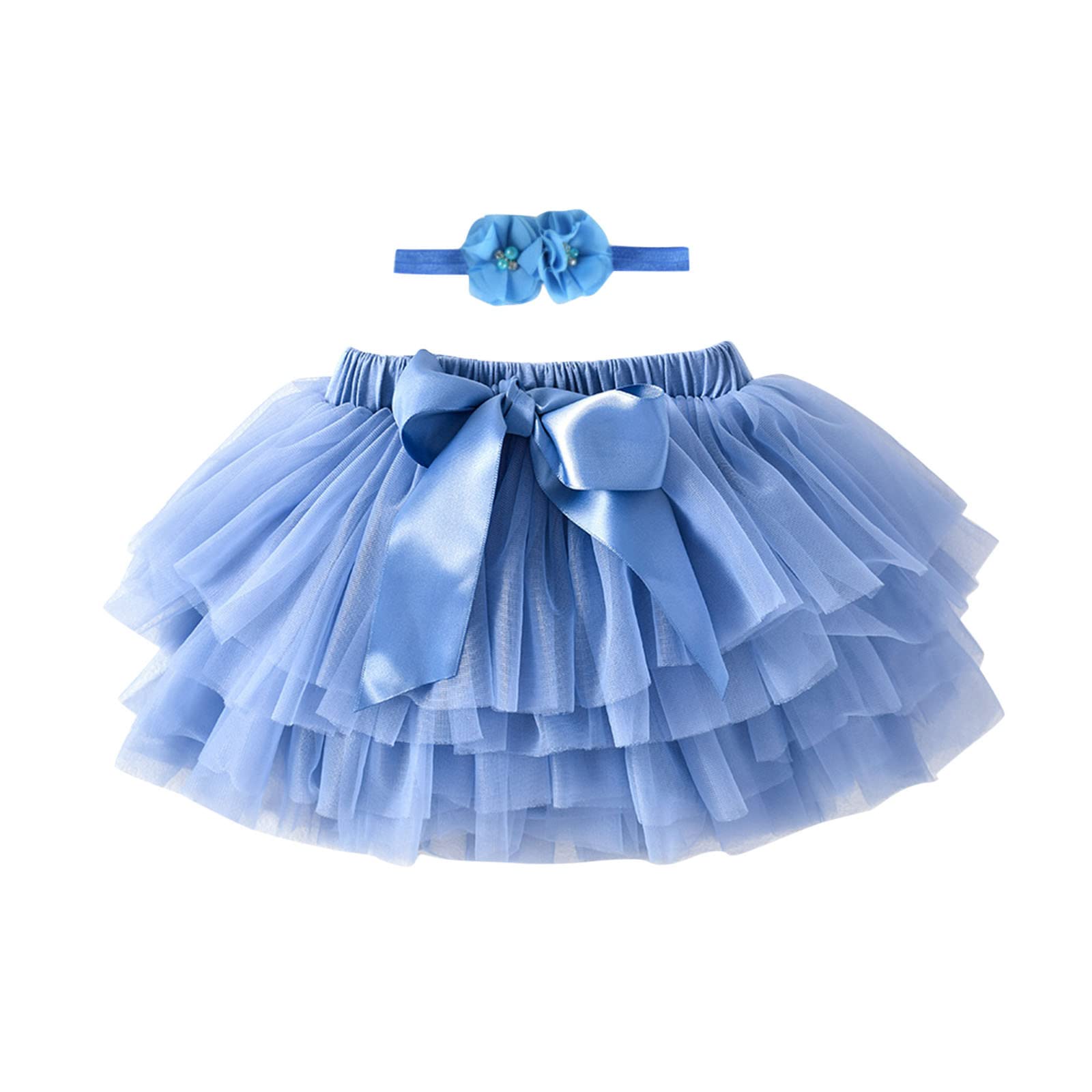 Baby Infant Girls Layered Tutu Skirt Newborn Tulle Tutus Skirts Princess Dress Carnival Birthday (Sky Blue, 6-12 Months)