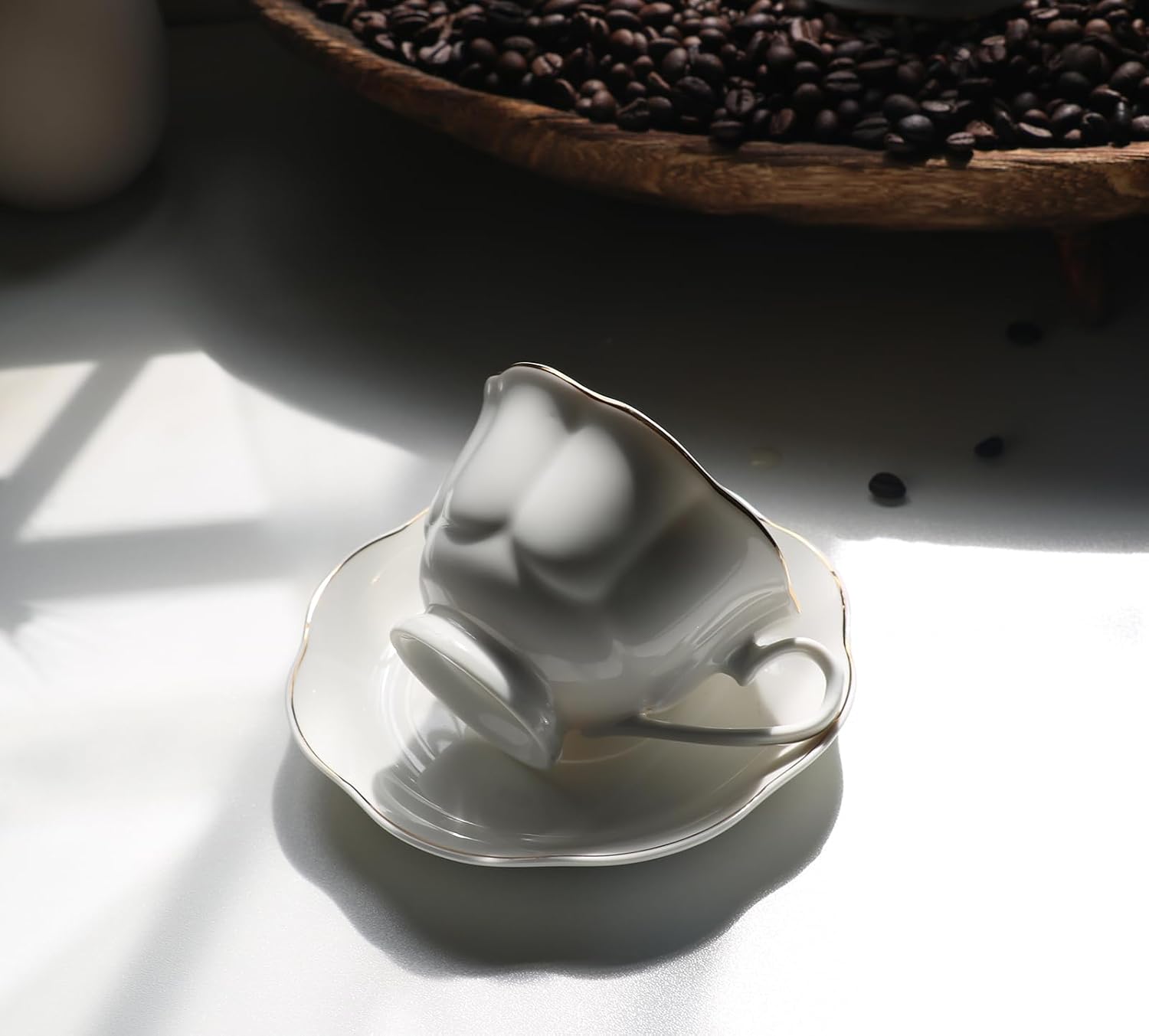 Guangyang 12 Pieces Tea Cup set Fine Porcelain 6oz Cup and Saucer set of 6 for Cappuccino Tea Flat White Coffee - Image 5