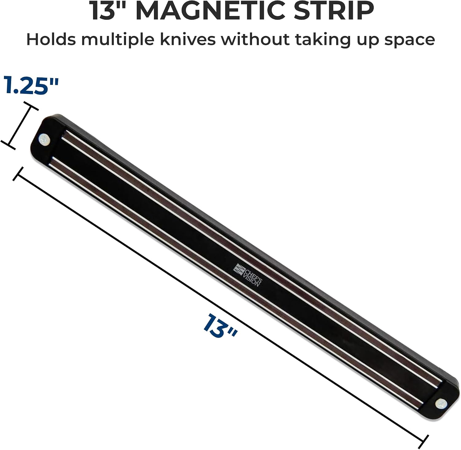 CHEF'S VISION Black Magnetic Knife Holder for Wall, 13" Kitchen Knife Rack