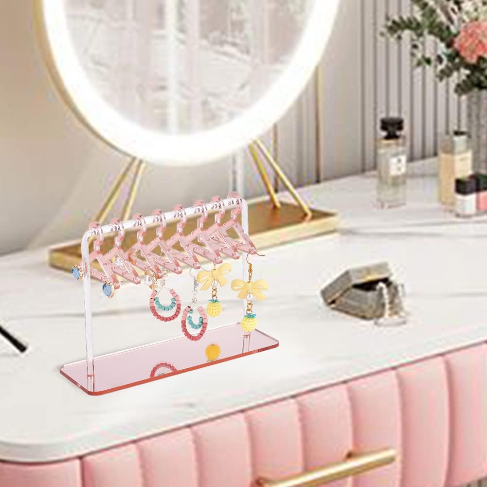 PH PandaHall 2 Sets Acrylic Earring Holder, Coat Hanger Jewelry Display Dangle Earring Hanging Organizer Acrylic Ear Studs Display Rack for Retail Show Personal Exhibition, 2.3x4.6x5.9inch