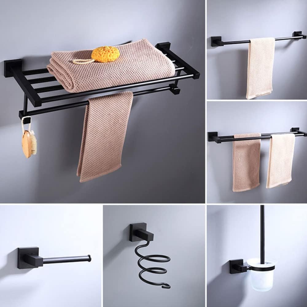 Black Bathroom Hardware Kits - Towel Ring, Towel Rack, Toilet Paper Holder, Towel Hooks, Toilet Brush, Blower Rack,Paper Holder B (Towel Rack)