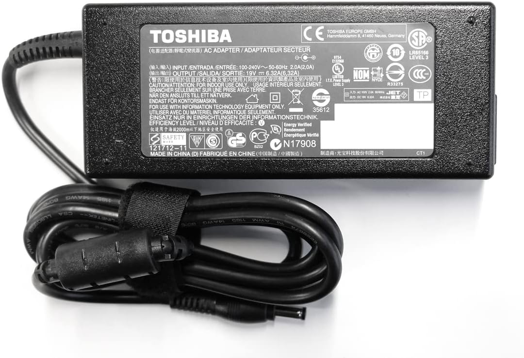 Original Toshiba Netzteil 120 Watt 19V / 6,32A 5.5 mm, 2.5 mm Laptop Ladegerät Ladekabel für