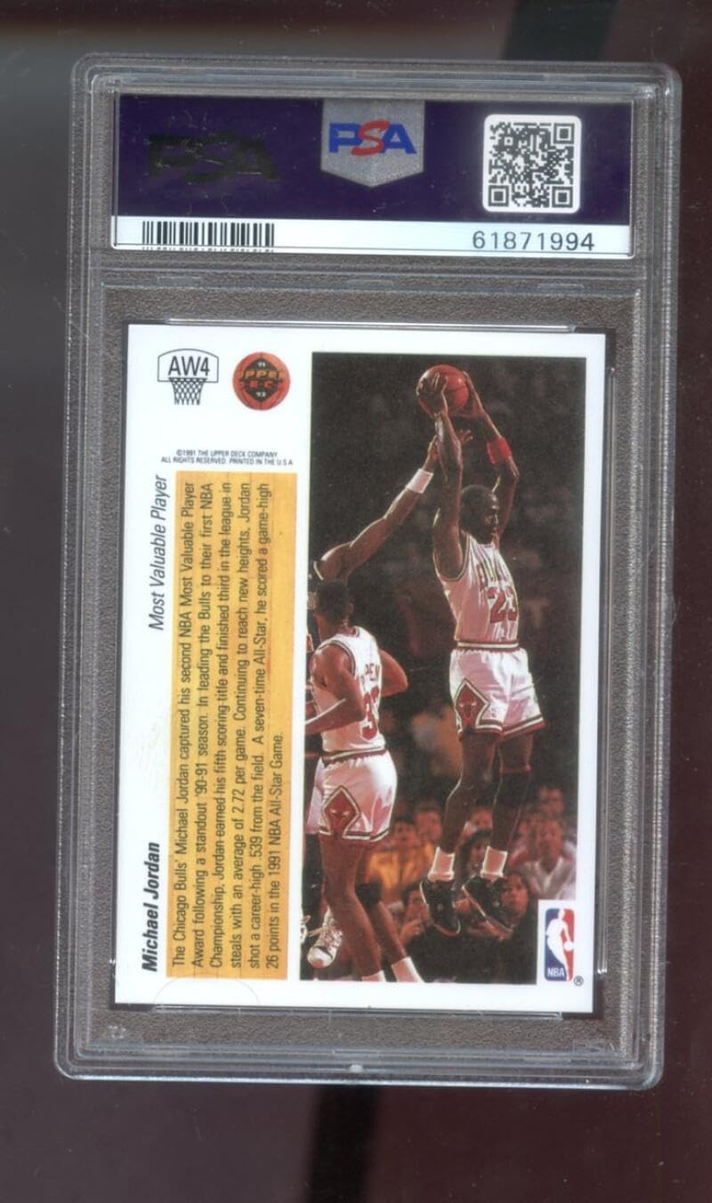 Michael Jordan Card 1991-92 Upper Deck Award Winner Holograms #AW4 PSA 8