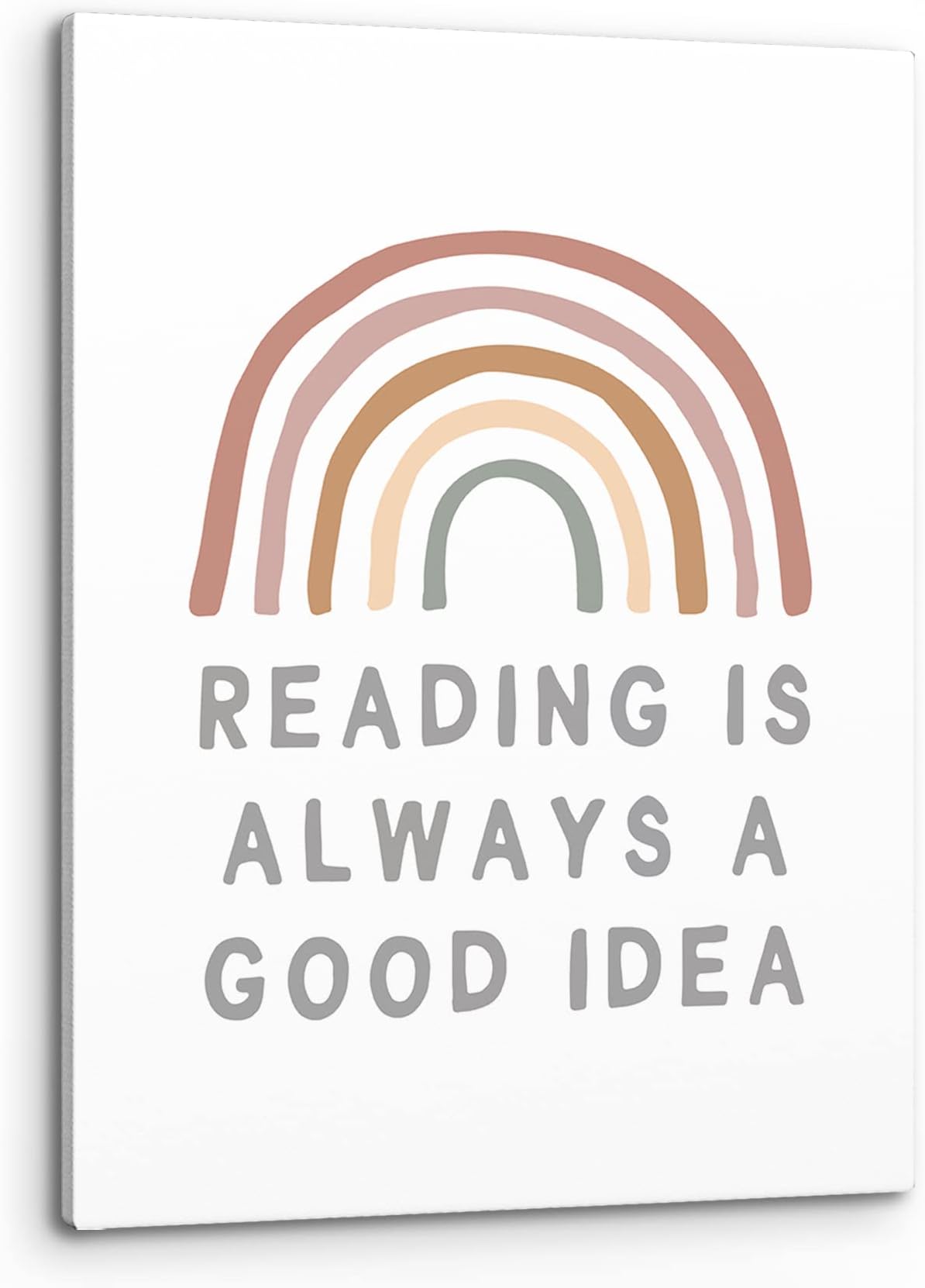 PHAMTE Reading Quotes Reading Is Always A Good Idea Wall Art,Abstract Boho Rainbow Artwork Print Framed Canvas Painting Artwork Home Kids Students Room Nursery Classroom Library Decor(11x14 Inch)