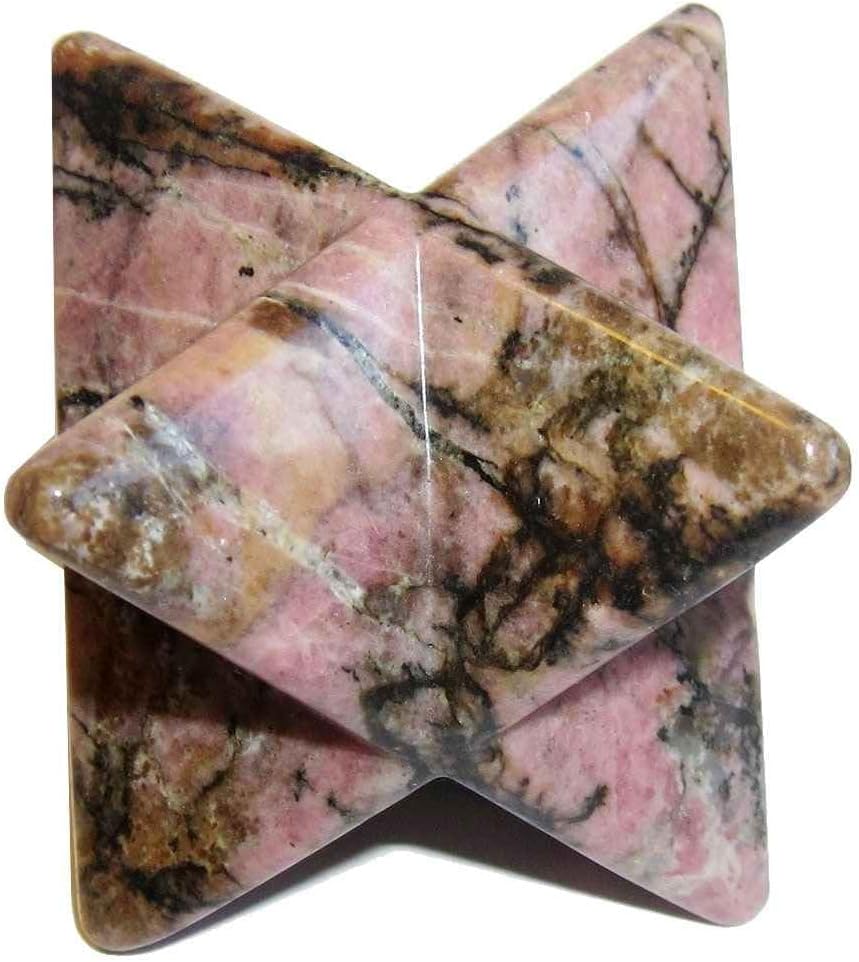 Reiki Gemstone Rhodonite 8 Point Star Merkaba 20 to 25 mm Approx Set of 10 Pcs
