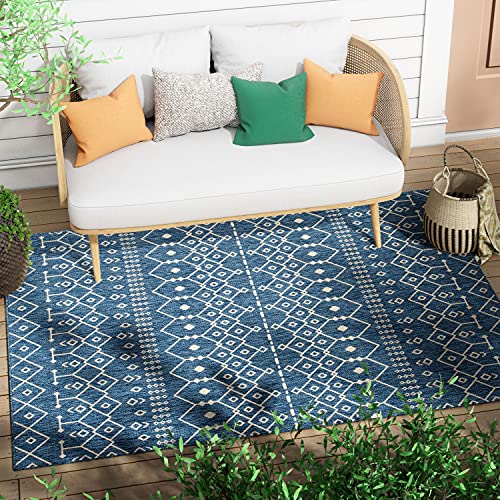 Well Woven Nord Geometric Blue Indoor/Outdoor...