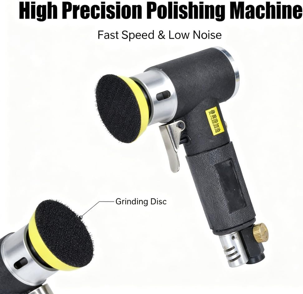 Pneumatic Sander, Light Weight Alloy Polishing Machine 2 Inch/3 Inch Disc Size - Adjustable Speed, High Stability, Ideal for Grinding and Polishing