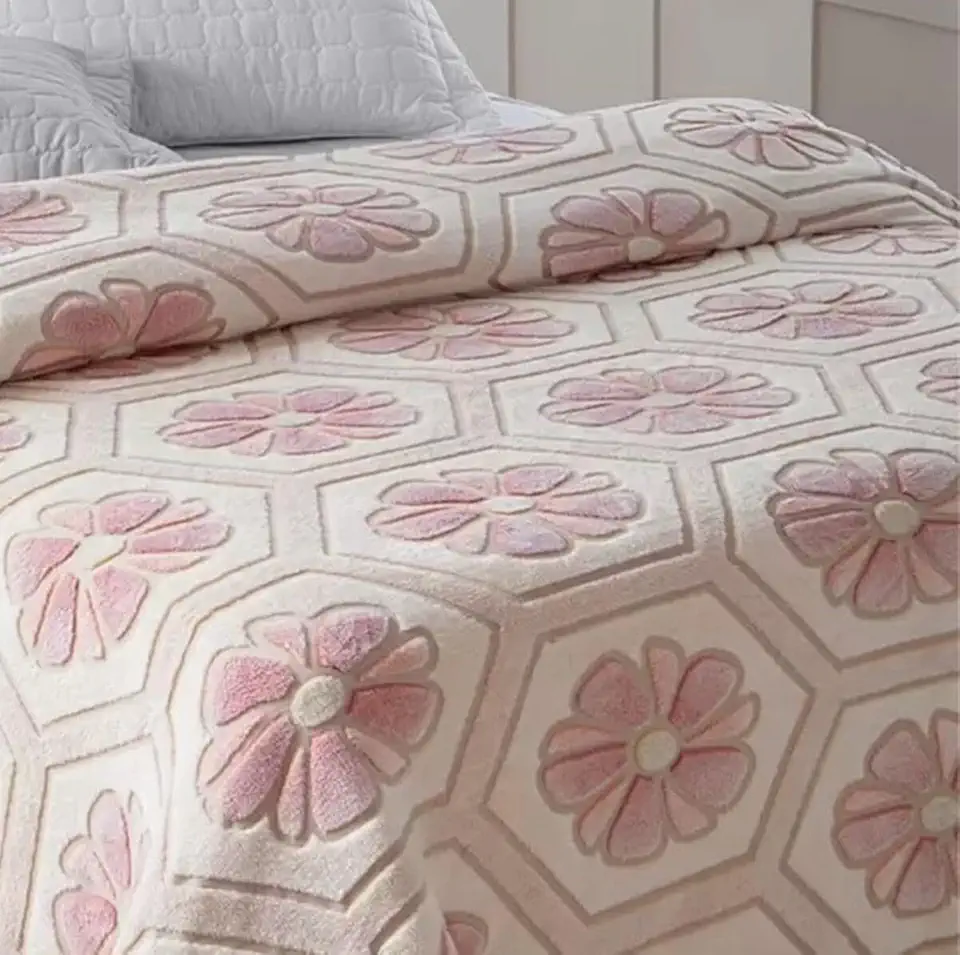 jolitex - Colcha Casal Aveludada Com Relevo Jolitex- L'Amore Baunilha