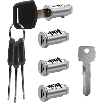 MIPIACE Pack of 4 Roof Rack Security Lock Cores Roof Box Lock with 4 Keys 1 Control Key Lock Parts for Roof Racks Lock Cylind