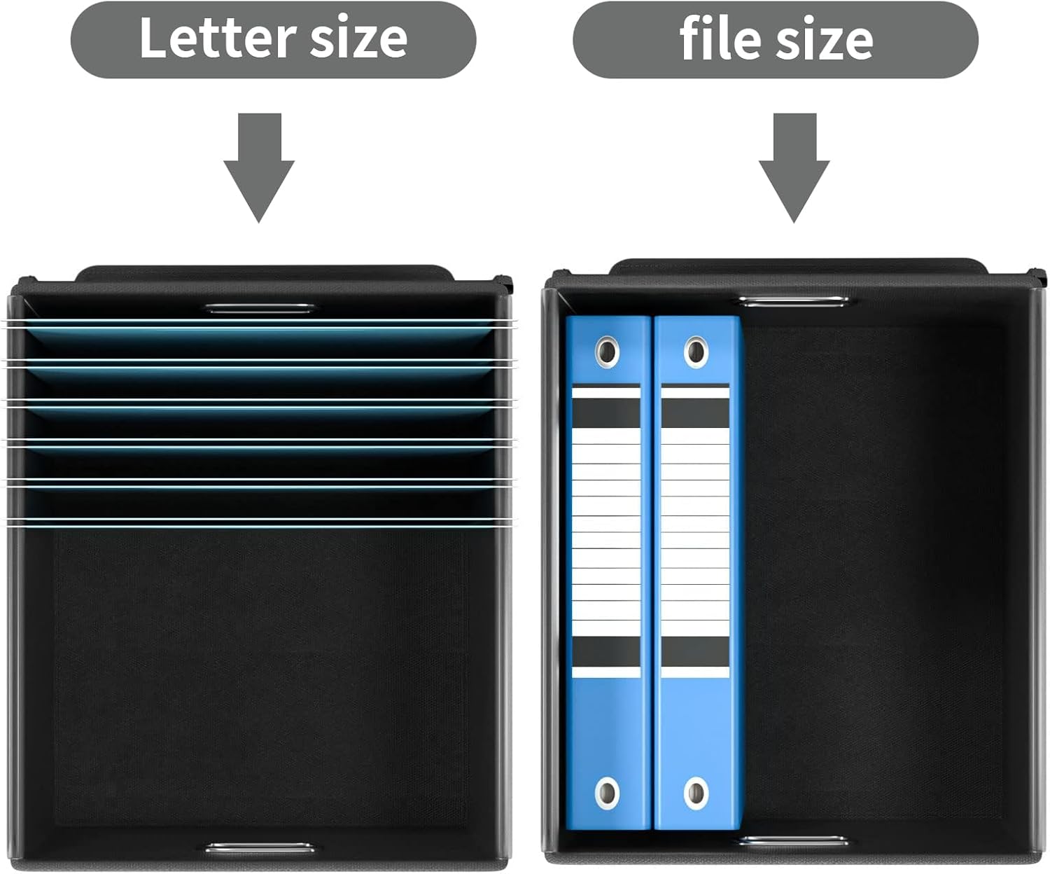 Huolewa File Organizer Boxes with Lids, Linen Office Document Storage Boxes, Filing Boxes, Decorative Small File Boxes for Hanging Files with Plastic Slide for Office/Cabinet/Decor/Home