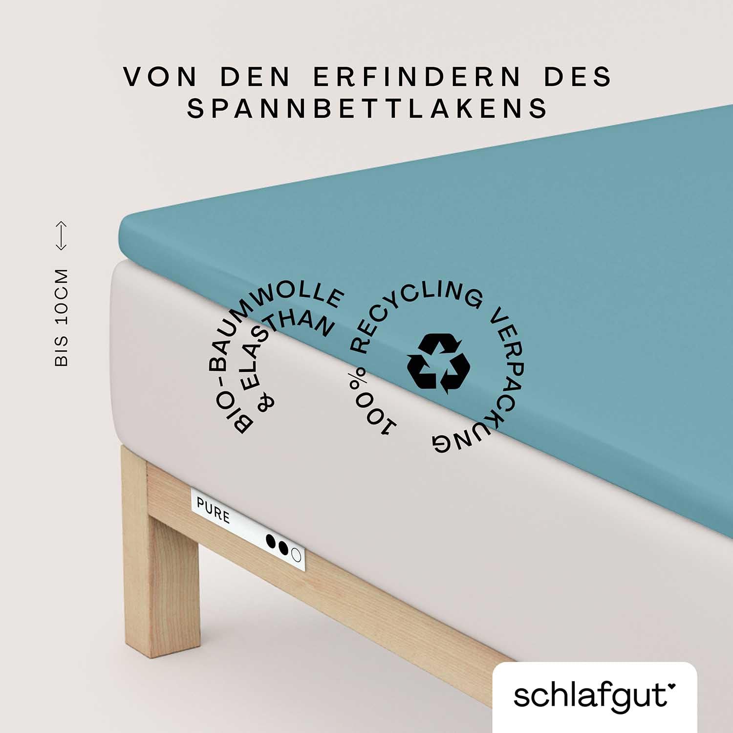 schlafgut Pure Topper Spannbettlaken 120x200 cm Bio-Baumwolle, Petrol Mid