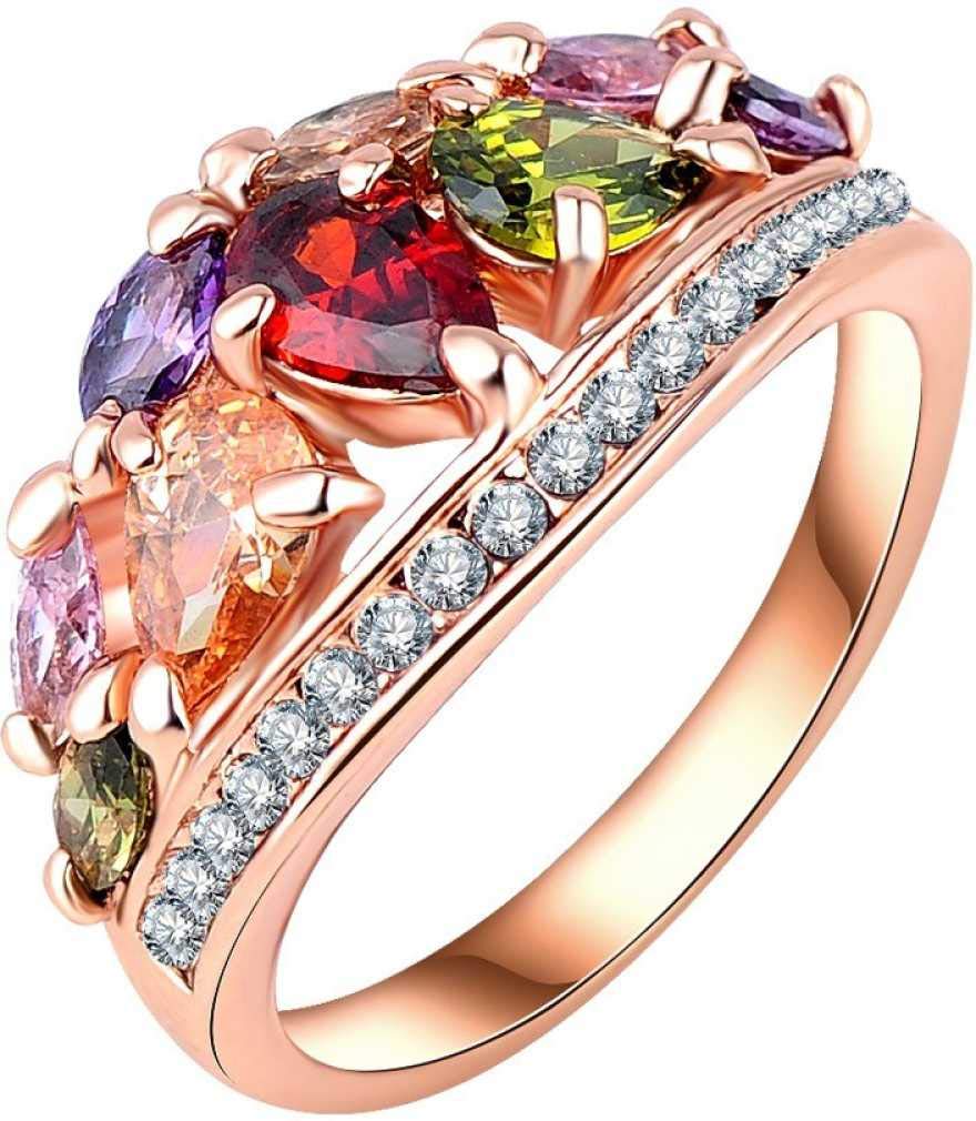 Yellow Chimes Rings for Women Multicolor Ring Swiss Zircon Crystal Studded 18 k Rose Gold Plated Adjustable Ring for Women and Girls. (B082PYVX29) Amazon Price History, Amazon Price Tracker