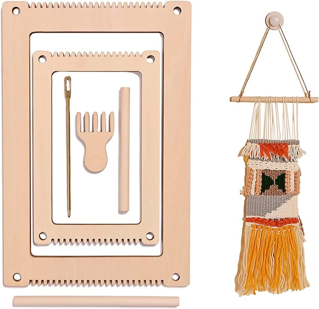 CURRY Mini Telar con Agujas de Tejer Telar de Madera para Bricolaje para NiñOs Kit de Telar PequeñO para Adultos Telar de Punto Multiartesanal