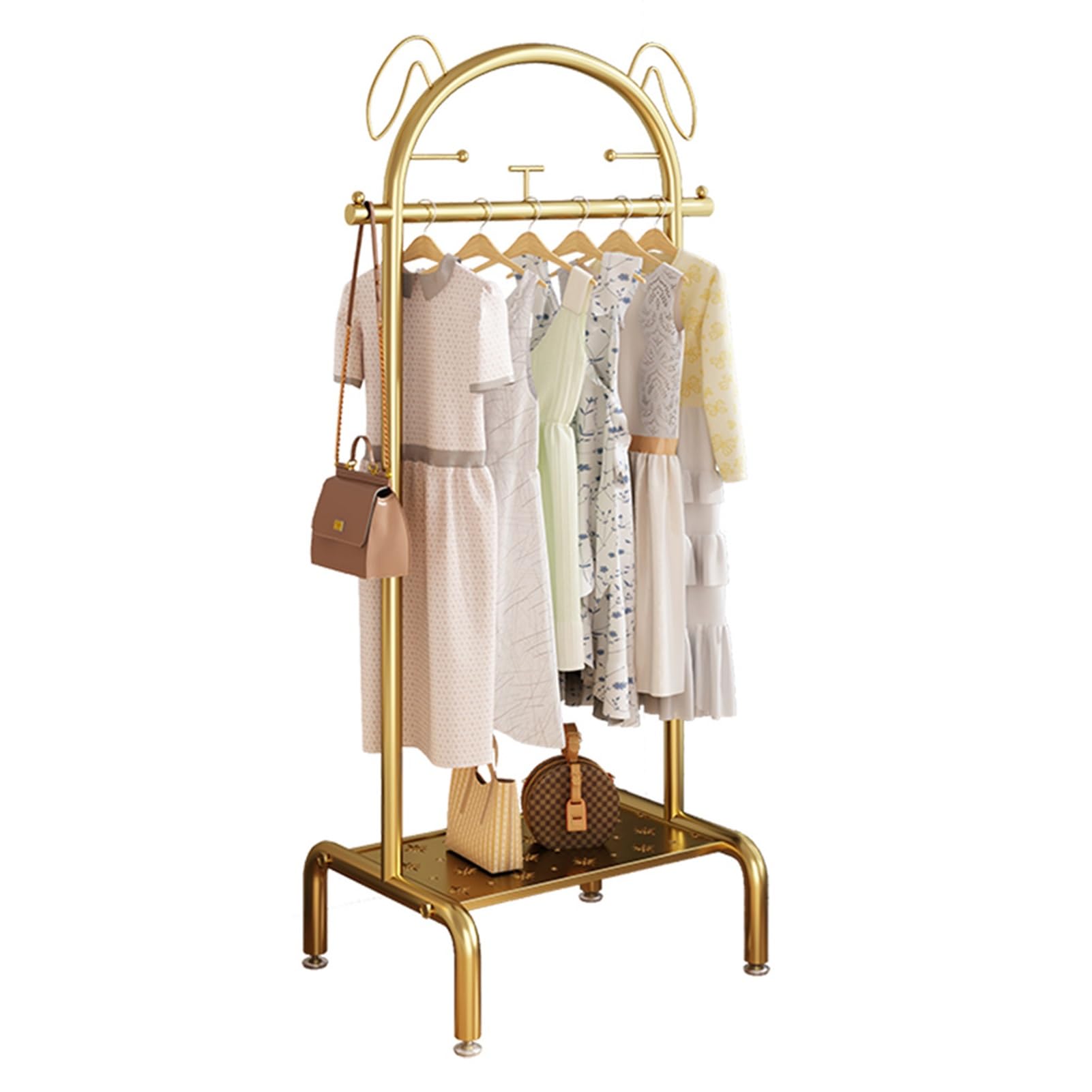Porte-vêtements en métal avec support de rangement de garde-robe