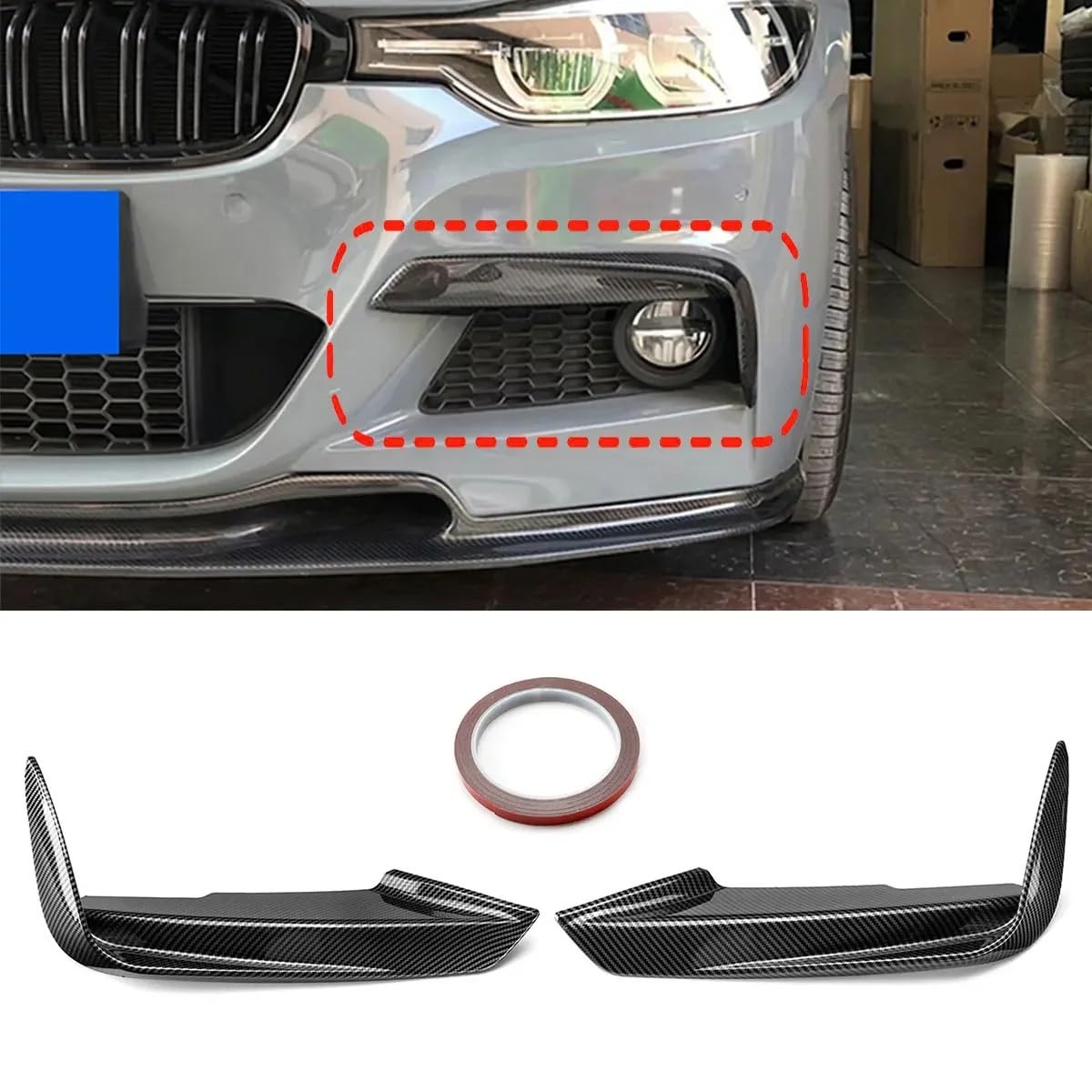 Uniwersalny spoiler Do BMW F30 F31 F35 M Sport 320i 325i | 2012-2019 328i 335i Fog Lamp Cover Trim Przedni Dokładka przedniego zderzaka