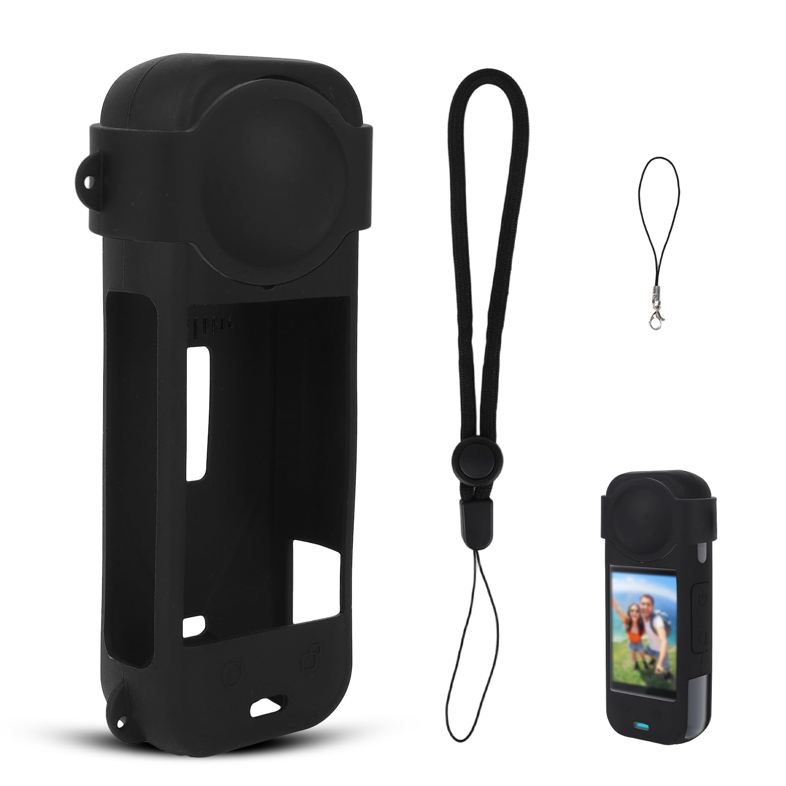 2 Szt. Etui Silikonowe do Insta 360 x5, Precyzyjne Dopasowanie Etui Ochronne Silikonowe z 2 Paskami Niezbędne Akcesoria do Korpusu Aparatu i Osłony Obiektywu Prezent dla Entuzjastów Fotografii