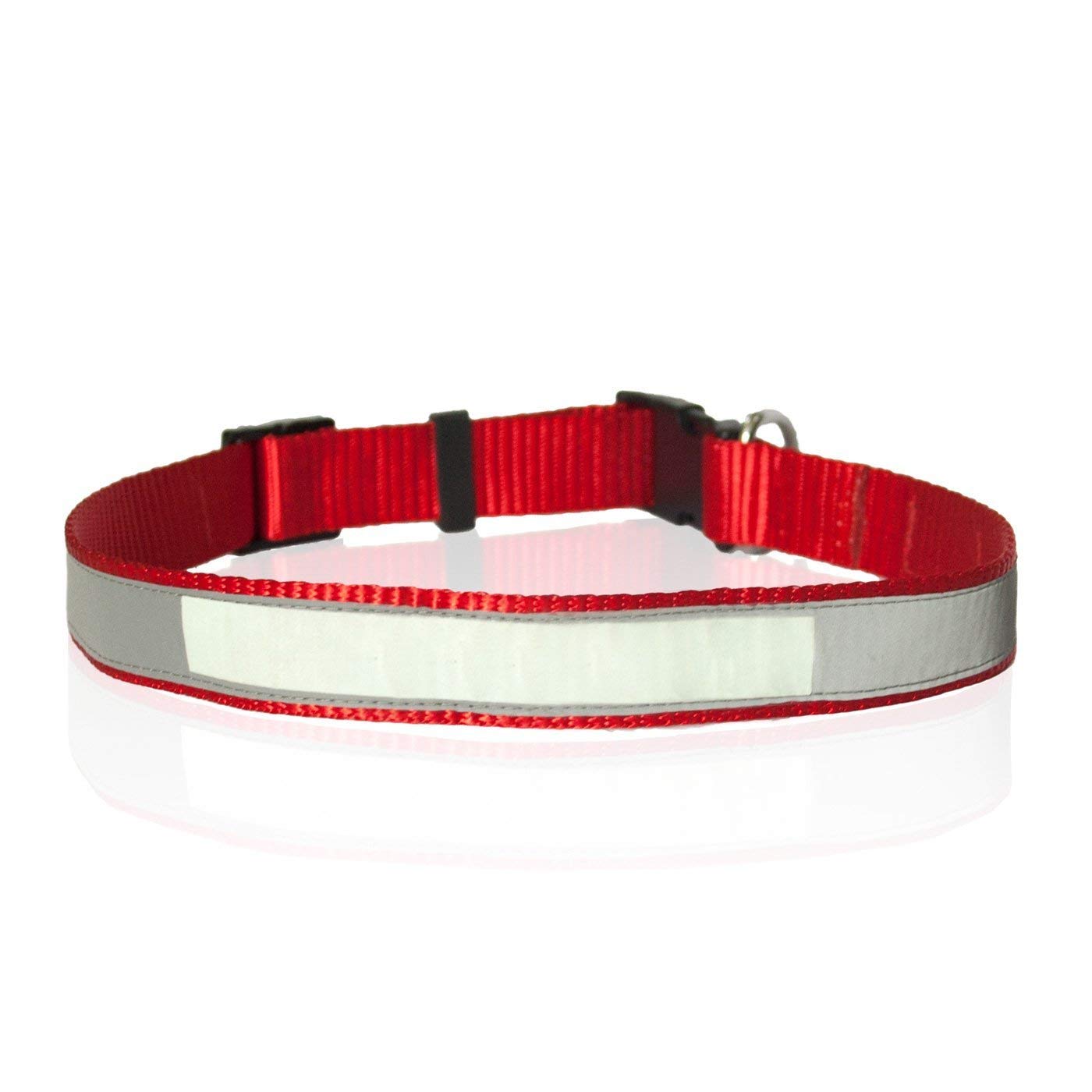 Ruse Pet Glow in The Dark and Reflective Nylon Adjustable Collar for Puppy, Small, Big Dogs (Red)