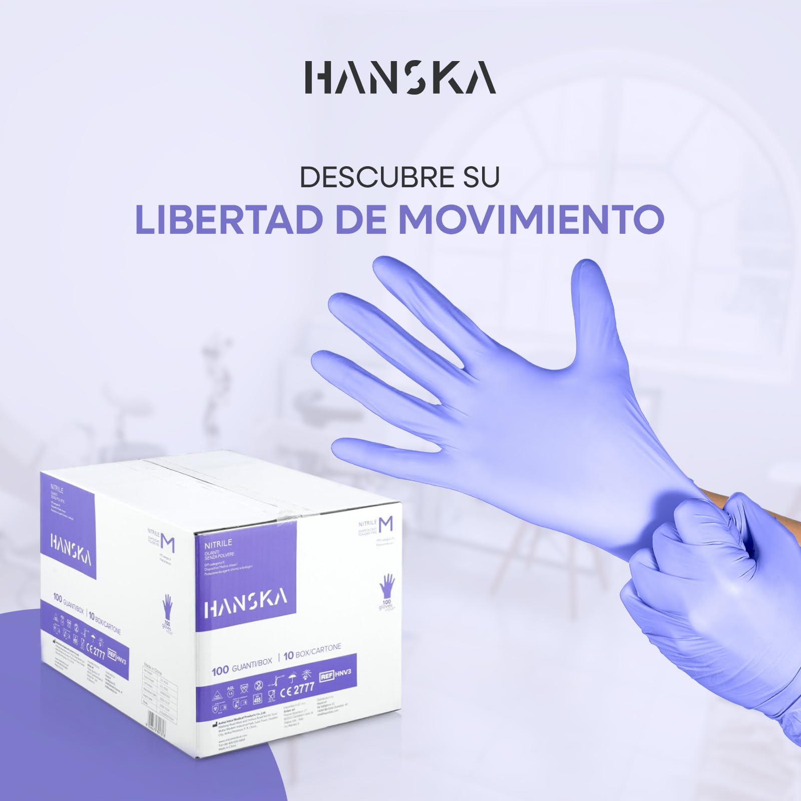 HANSKA Paquete de 1000 guantes desechables de nitrilo morado - Sin polvo - Desechables - Ambidiestros - No estériles - Base de goma - Apto para uso médico y manipulación de alimentos (1000, M)