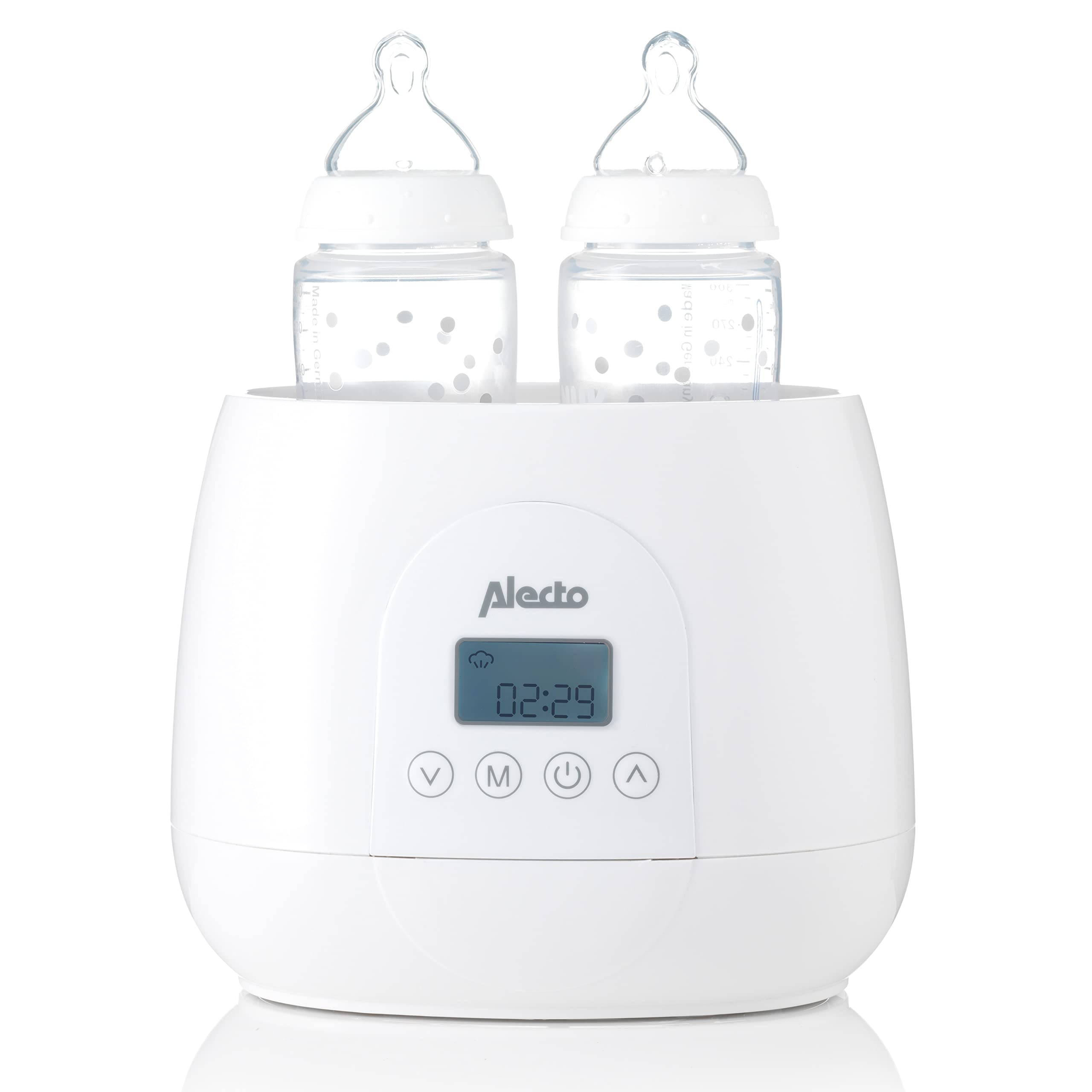 Alecto BW700TWIN Flaschenwärmer Baby - Doppelter Flaschenwärmer - BPA Frei - Sterilisator - vorprogammierte Aufwärmzeiten - weiß