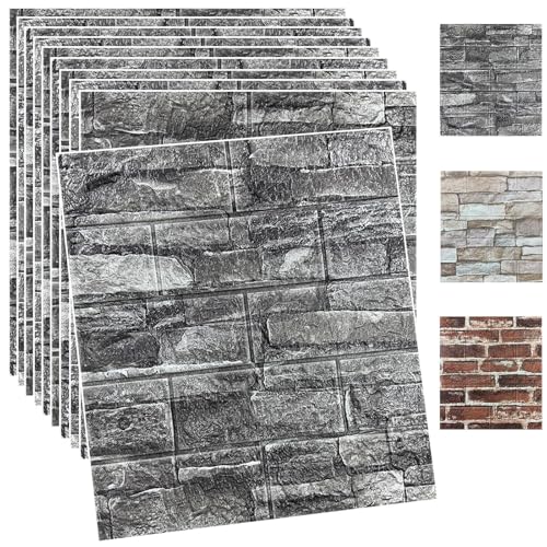 10 PCS 3D Brick Wallpaper, 13×15’’ DIY Self Adhesive Wall Tiles, Waterproof,Masonry Effect, Home Decoration, 3D Wall Panel,Suitable for Kitchen, Bathroom, Living Room