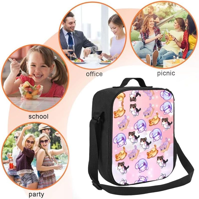 Cartoon Lunch Bags For Boys Girls Lunch Boxes Reusable Insulated Lunchbag With Water bottle Holder Handbags Tote Bag (style-1)