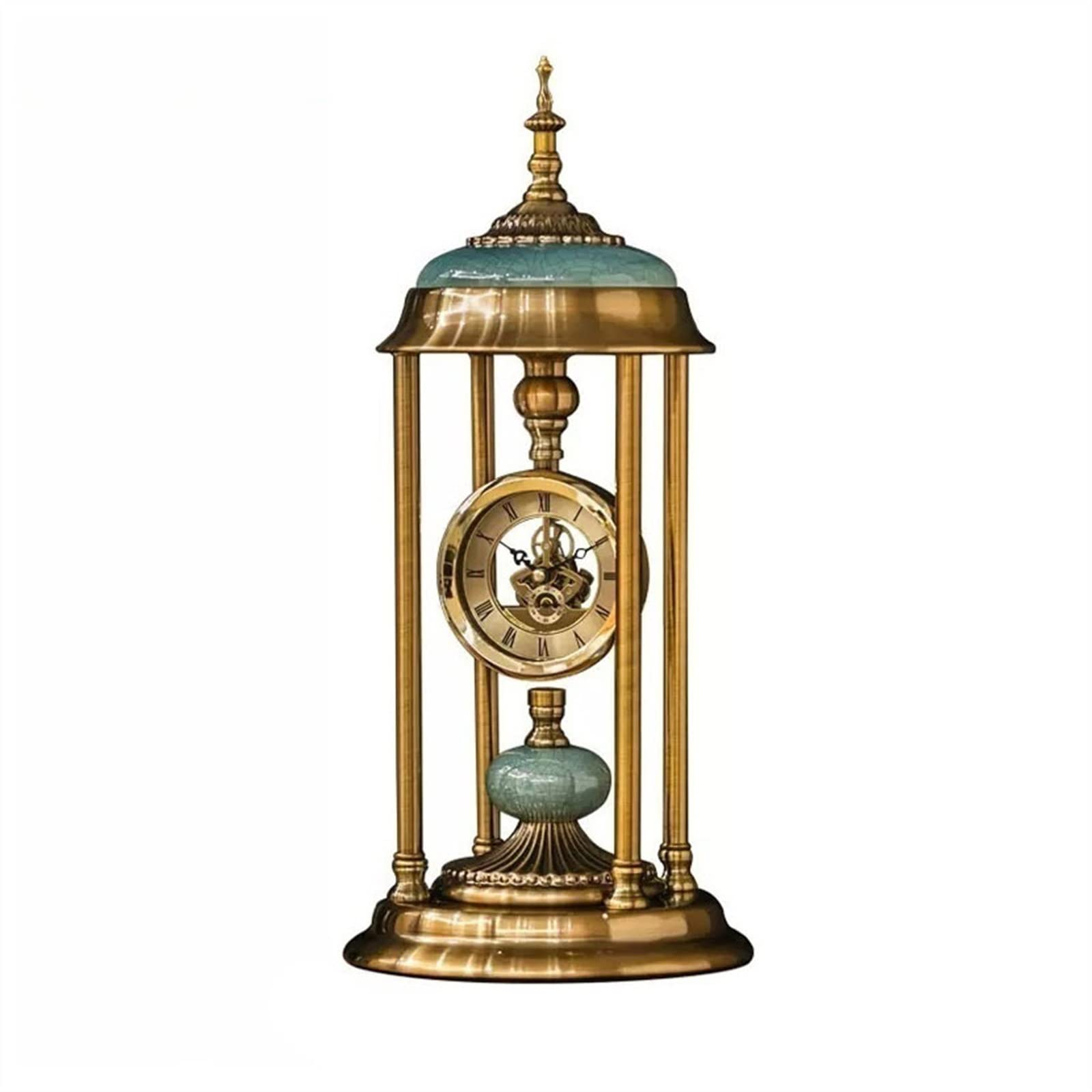 QINGGANG-0224 Mantel Clock European Light Luxury Tabletop Clock Exquisite Interior Decoration Silent Fireplace Decorative