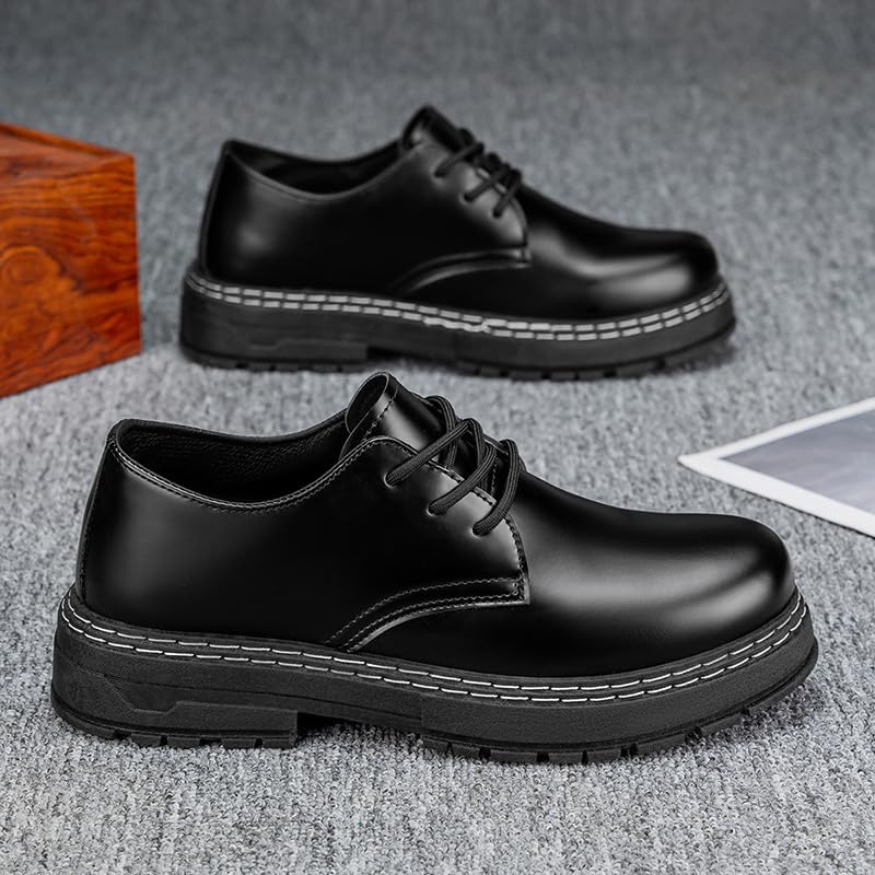 Men's Large Size Black Leather Business Casual Shoes - Formal Work Oxfords with Comfortable Dress Design3