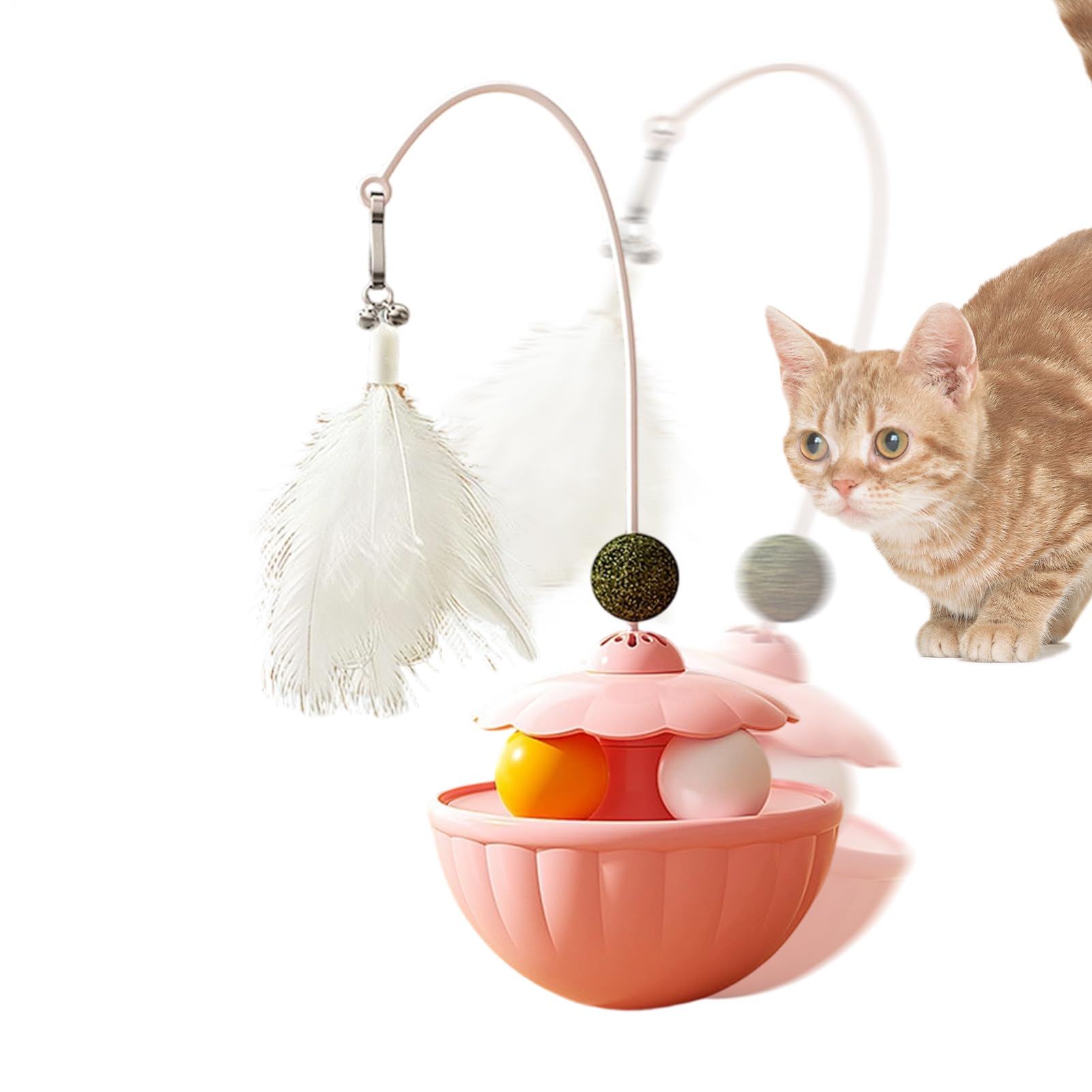Générique Enrichment and Awakening Toy for Catnip - Automatic Shaking Cane with Catnip Balls - Stimulating Toy for Medium to Small Adult Cats