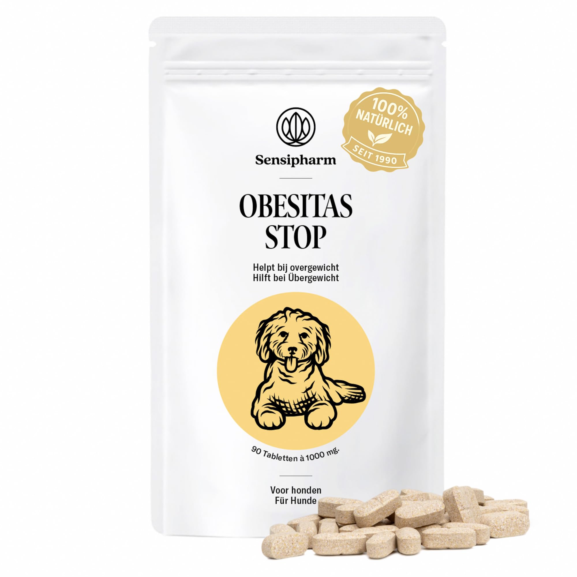 Obesitas Stop Dog - Suplement diety dla osób z nadwagą i odchudzaniem - 90 tabletek po 1000 mg